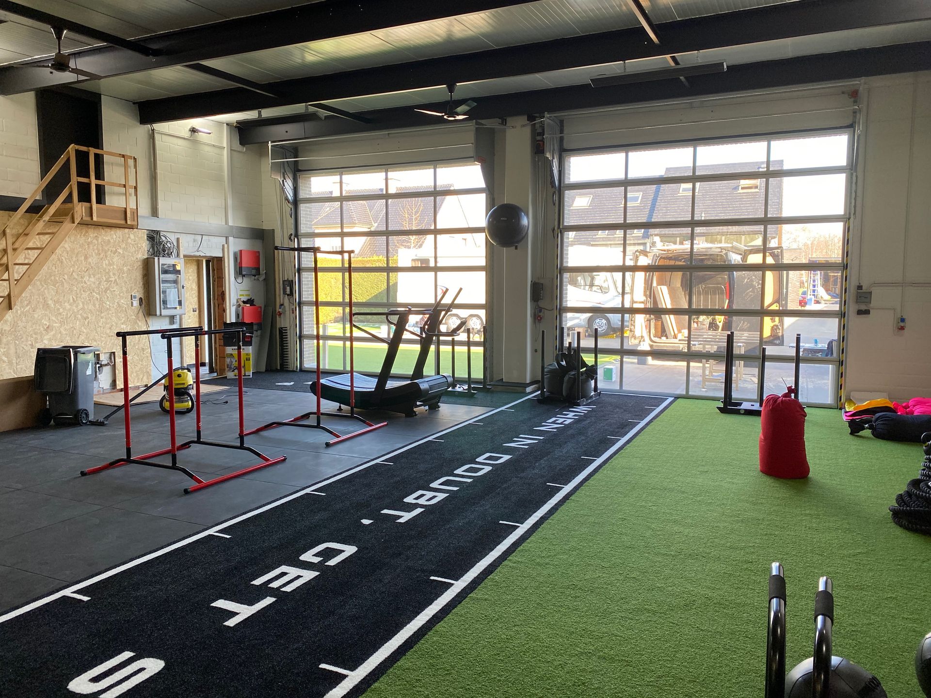 tiles and green mat in gym