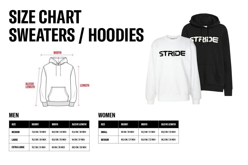 STRIDE Black hoodie | Chest print white (MEN)