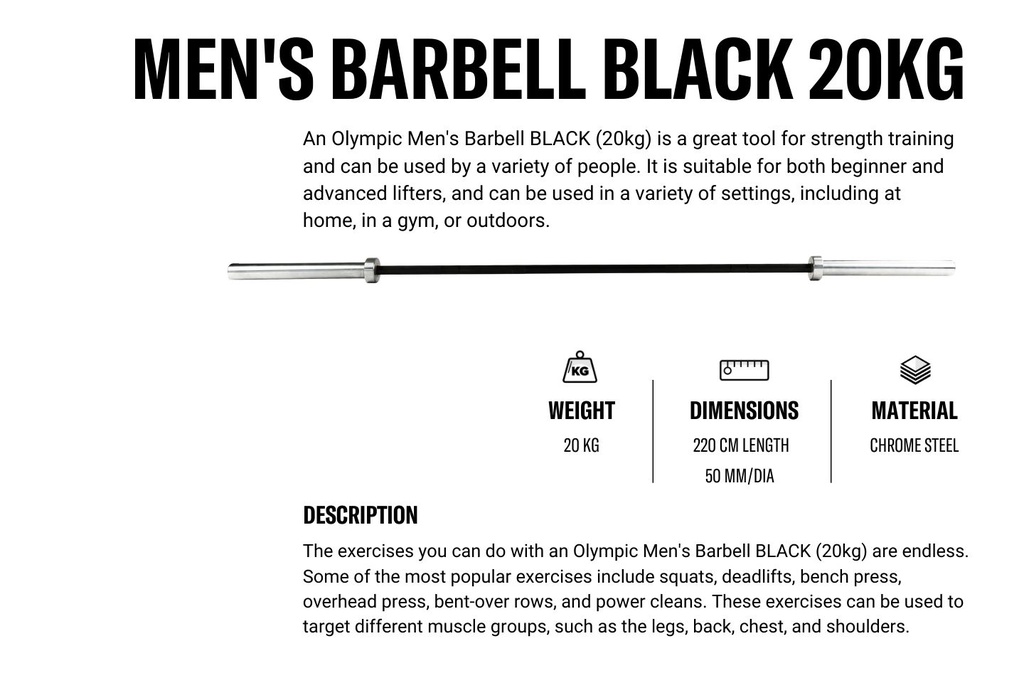 STRIDE Olympic Men's Barbell BLACK (20kg)