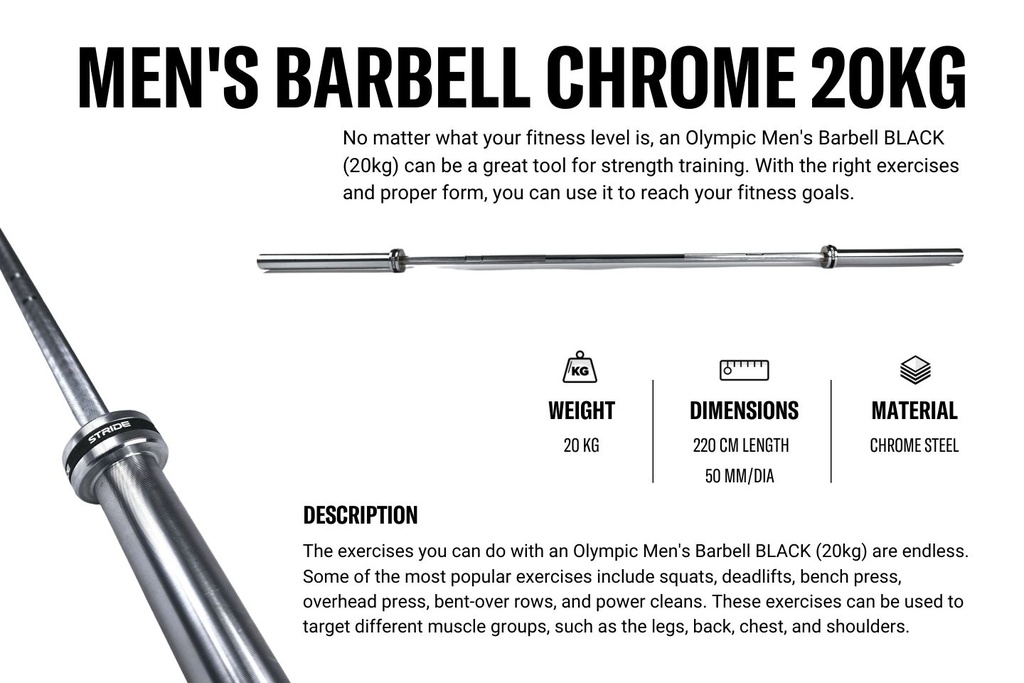 STRIDE Olympic Men's Barbell CHROME (20kg)