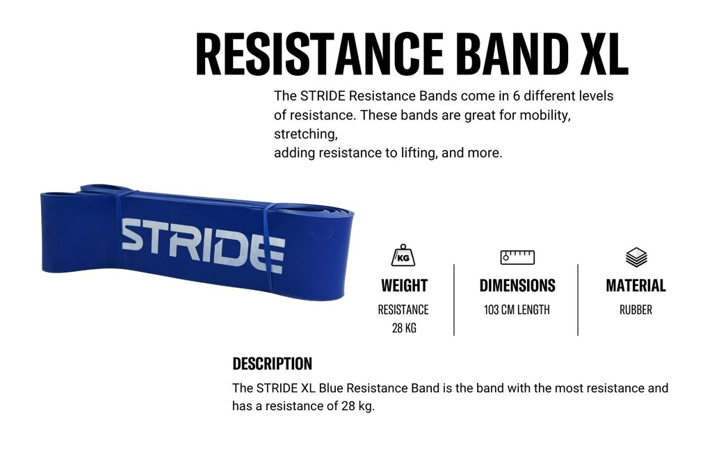 STRIDE Resistance Band XL Blue (28kg; 64mm)