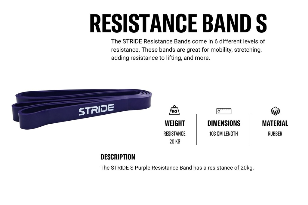 STRIDE Resistance Band S Purple (20kg; 22mm)