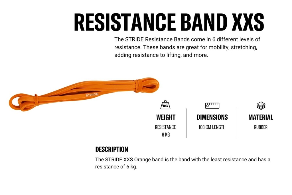 STRIDE Resistance Band XXS Orange (6kg; 6,4mm)