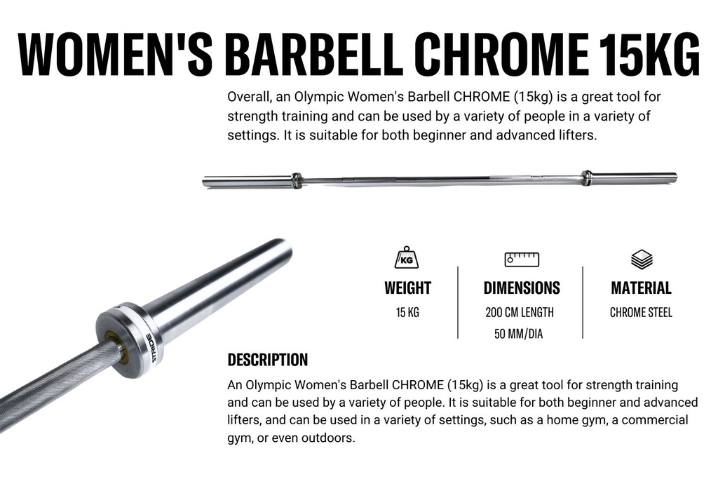 STRIDE Olympic Women's Barbell CHROME (15kg)