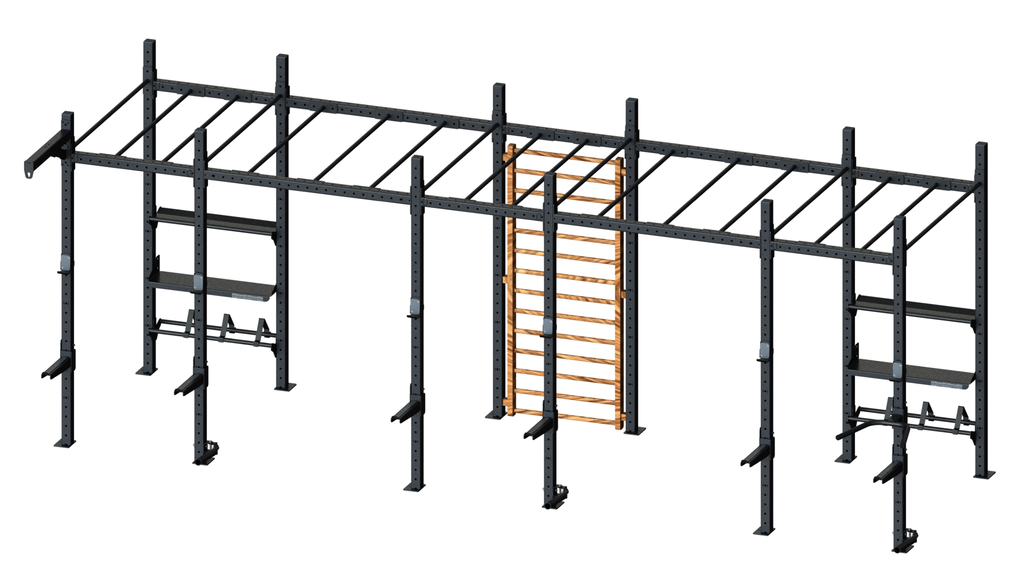 HD Cross Training Rig with monkey bars, storage and wooden ladder