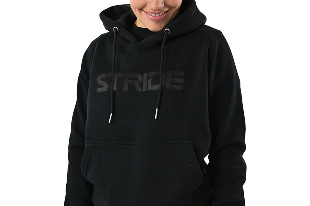 STRIDE Black hoodie | Chest print black (WOMEN)