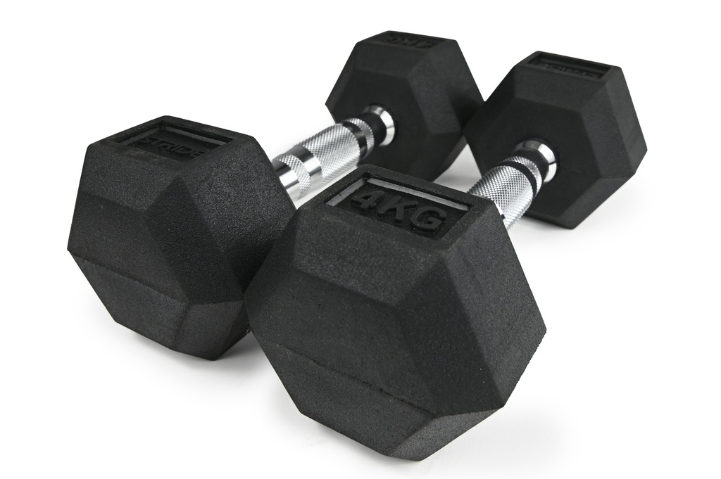 STRIDE Molded Hex Rubber Dumbbell (single; 4kg)