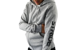 STRIDE Grey Zip Hoodie | Tricep White (WOMEN)