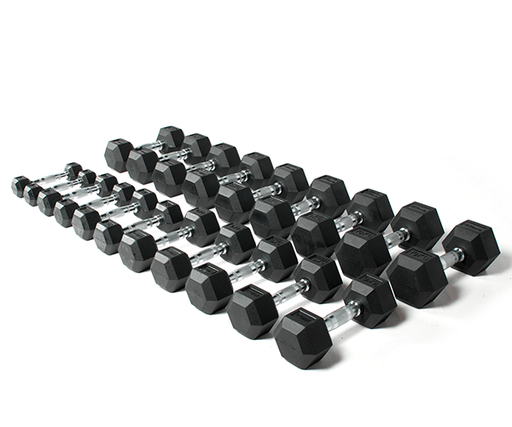 STRIDE Molded Hex Rubber Dumbbell SET 1 (set of 10 pairs; 1kg-10kg)